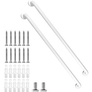 Shower Grab Bar, 2 Pack 39.4 Inch White Bathroom Grab Bar, 1.25" Diameter 304 Stainless Steel Anti-Slip Grab Bars for Bathtubs and Showers, Handicap Shower Grab Bar for Seniors Elderly