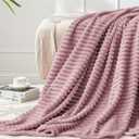 BEDELITE Fleece Throw Blanket for Couch  3D Ribbed Jacquard Soft and Warm Decorative Fuzzy Blanket  Cozy, Fluffy, Plush Lightweight Berry Purple Throw Blankets for Bed, Sofa, 50x60 inches