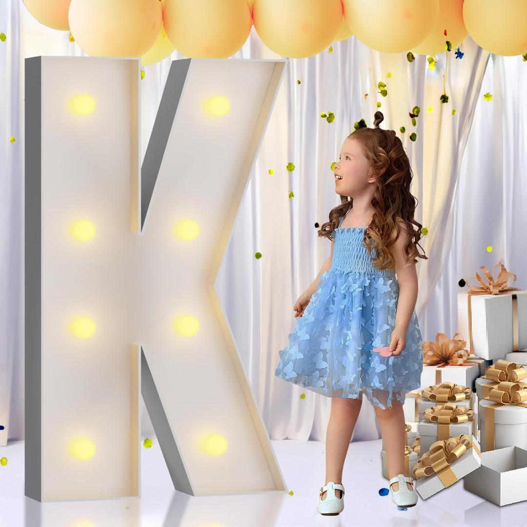 imprsv 3FT Marquee Letters, Mosaic Light Up Letters for Birthday Baby Shower Wedding Engagement Party Backdrop Decor, Large Marquee K for Party Decorations