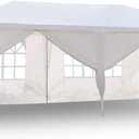 Veryke 10 x 20 ft Outdoor Gazebo Canopy White Waterproof Wedding Canopy Party Tent w/Removable Sidewalls & Brighter Church Windows,6 Sides