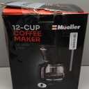 Mueller 12-Cup Drip Coffee Maker - Borosilicate Carafe, Auto-Off, Reusable Filter, Anti-Drip, Keep-Warm Function, Clear Water Level Window Coffee Machine, Kitchen Essentials & Accessories (Black)