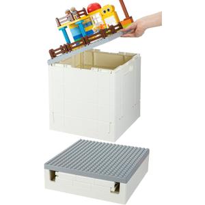 SHIMOYAMA Folding Storage Box with Large Building Lid for Duplo Blocks (Gray), 0B80ALD3232