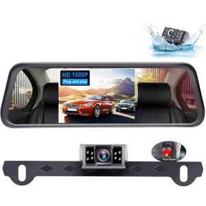 Backup Camera Mirror Easy Set-up: Plug and Play HD 1080P Clear Image Color Night Vision Rear View Mirror with License Plate Camer DIY Guide Lines Waterproof for Car/Truck/SUV/Minivan LeeKooLuu LK1