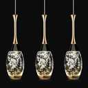 Modern Black Gold Pendant Light Dimmable LED Ceiling Light Fixtures Mini Teardrop Crystal Pendant Lighting for Kitchen Island Bedroom Hallway Entryway (3-Pack)