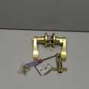 Stain Brass Keyed Entry Door Handle, Wave Style Door Lever Lock with 3 Keys & Screwdriver, Interior Exterior Entrance Reversible Door Handles, 1 Pack