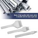 KUIDAMOS 3PCS White Steel 2/5/10 Punch Prong Tool Set Lacing Stitching Chisel Set for Leather Crafts Punching Working(Spacing 3.85mm)