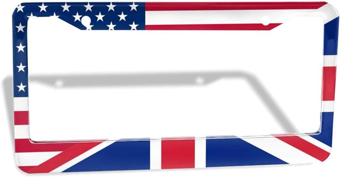 NEWCOCO Customized License Plate Frame 126 inch American and Canadian Standard License Plate is Applicable American and British Flag