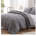 NexHome Queen Comforter Set 3 Pieces Grey Soft Luxury Cationic Dyeing Comforter for All Season, Lightweight Breathable Fluffy Gray Bedding Sets with 1 Comforter and 2 Pillow Shams Queen