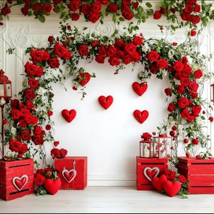 35 ft 6 Pack Valentine Rose Silk Flower Garland Hanging Artificial Flowers Decoration Floral Decor Rose Vines Floral Garlands for Indoor Outdoor Wedding Wall Birthday Party(Valentines)