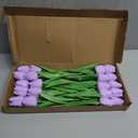 Purple Faux Tulips Real Touch (20 Pcs) - 13.5 Inch Premium PU Artificial Flowers for Valentine's Day, Spring & Easter Home Decor, Wedding Bouquet