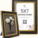 97 Decor Black and Gold Vintage Picture Frames 5x7 - Hand-crafted Decorative Antique Frames 5x7 For Tabletop Or Wall Mount, Vintage Wall Decor