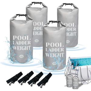 KEOHOLI 4 Packs Universal Pool Step Weights 500D PVC 10L Waterproof Bags for Swimming Pool Ladder Weights Above Ground Pools Sand Bags Pool Stair Weights for Pool Steps, Easy&Quick Fill Sand (Grey)