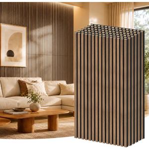 RITOLLO 6-Pack Wood Slat Wall Panels, 46.5 Sq Ft Coverage, Natural Walnut, 47.2" X 23.6"