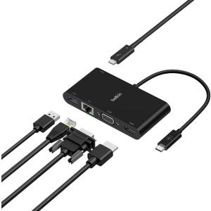 Belkin Multimedia Adapter with USBC Passthrough Power HDMI, USBA & USBC Ports, 4K Video, Compact Laptop Hub for MacBook, Chromebook, Windows, Travel & Home Office