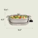 Bella Make & Take Electric Skillet, Fits-anywhere kitchenware, EverGood Ceramic Coating, Adjustable Temperature & Dishwasher-Safe Tempered Glass Lid, Cast Aluminum Base, 1200 Watt, Oatmilk