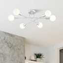 VONLUCE Sputnik Ceiling Light Fixture, 6-Light Sputnik Lights Nickel, Semi Flush Mount Ceiling Lights with E26 Base, Modern Sputnik Chandelier for Kitchen Hallway Bedroom Living Room