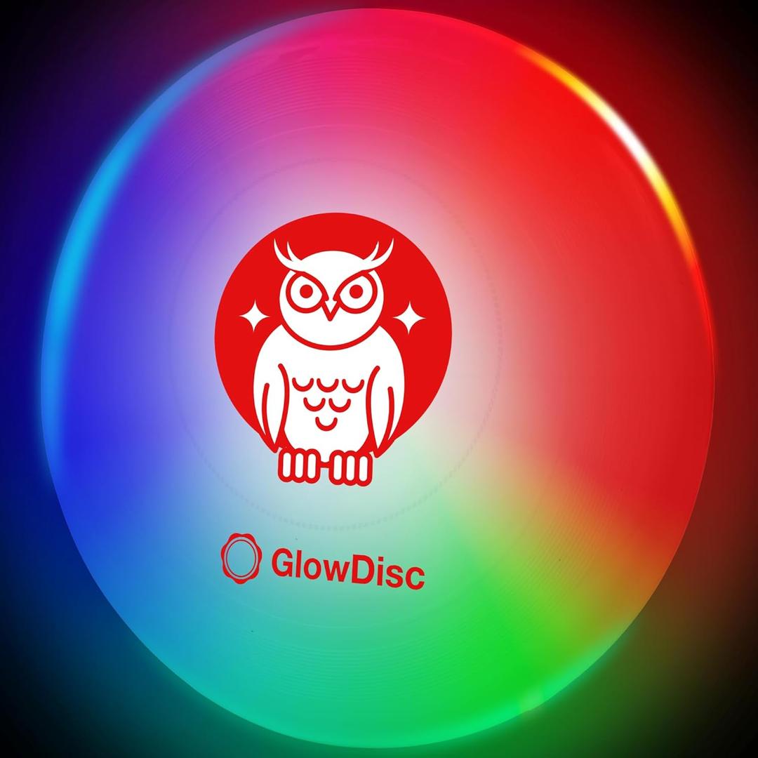 LED Light Up Flying Disc Frisbee, Cute Designs, Motion Activated, Waterproof, Indoor/Outdoor Gift, Lightweight, for Boys, Girls, Kids of All Ages (Owl)