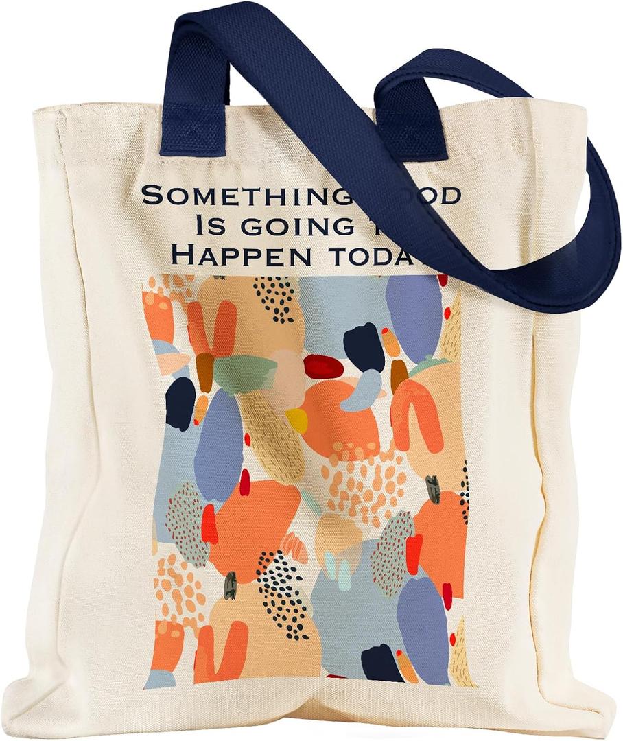 Aesthetic Heavy Canvas Tote Bag with Pocket for Women, Cloth Gusseted Totes Bag with Pattern for Shopping (Bible Art)