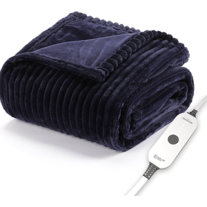 Sunbeam Electric Throw Royal Luxe Microplush Heated Blanket, 4 Heat Settings, 4-Hour Auto Shut-Off, Fast Heating, Warm and Cozy, Grey Rodeen Plaid, Queen