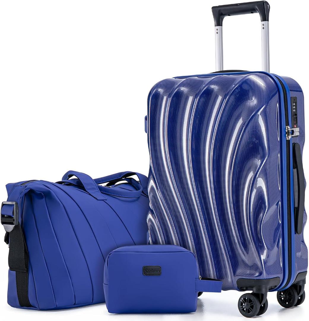 Cosbarn 3-Piece Carry On Luggage Set 22x14x9 Airline Approved, Suitcase Set, ABS+PC Hardshell Luggage with Phone Holder, Lightweight Carry on Luggage with TSA Lock Spinner Wheels