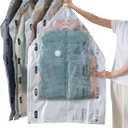 Vacuum Storage Bags for Clothing - NeatNest 6 Pack Space Saver Garment Bags with Hangers, 3 Medium + 3 Large, Vacuum or Hand Press Compression, Airtight for Closet Organization, PE+PA Material