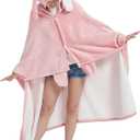 NAFLEAP Wearable Hooded Blanket for Adult Kids, Animal Blanket Hoodie Women Girl Fleece Sherpa Christmas Gift (Adult Pink Bunny)
