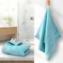 Aqua Green Hand Towels 2 Pack with Hanging Loop (13"x29") - 100% Cotton, Lightweight, Fluffy & Absorbent Face Towel Set, Quick Dry & Fade Resistant, Gentle on Skin, Modern Bathroom Decor
