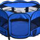 Amazon Basics Foldable Octagonal Indoor and Outdoor Portable Soft Dog Pen/Puppy Pen/Playpen, 114 cm / 45", Blue