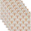PurpleEssences Floral Cloth Napkins - Set of 6 18x18 Inch - 100% Cotton, Soft, Durable & Washable - Perfect for Summer and Everyday Dining - Lumine - Orange/Cream