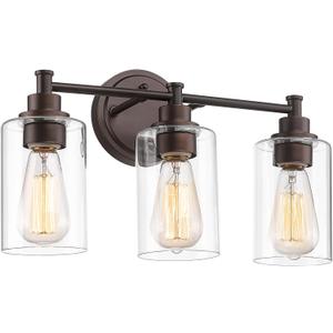 FEMILA 3-Light Vanity Light,Farmhouse Bathroom Light Fixtures,Metal Wall Sconce with Clear Glass Shade,Oil Rubbed Bronze Finish