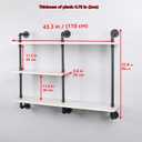 MBQQ Industrial Pipe Shelf with Wood 43.3in,Rustic Wall Mount Shelf 3-Tiers,Metal Hung Bracket Bookshelf,DIY Storage Shelving Floating Shelves,Retro White