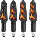4PCS Motorcycle Turning Indicators Flowing LED Turn Signal Lights 12V 12 LEDs Bulbs for Motorbike Scooter Quad Cruiser Off Road, Amber Yellow