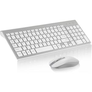 cimetech EasyTyping KF10 Wireless Keyboard and Mouse Combo, [Silent Scissor Switch Keys][Labor-Saving Keys] Ultra Slim Wireless Computer Keyboard and Mouse, Easy Setup for PC/Laptop/Windows - Silver (2-Sliver)