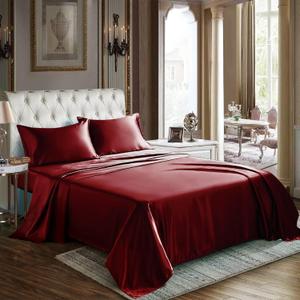 CozyLux Satin Sheets Full Size - 4 Piece Burgundy Bed Sheet Set with Silky Microfiber, 1 Deep Pocket Fitted Sheet, 1 Flat Sheet, and 2 Pillowcases - Smooth and Soft