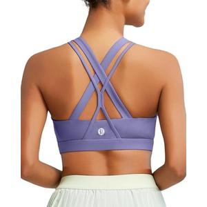RUNNING GIRL Sports Bra for Women, Medium-High Support Criss-Cross Back Strappy Padded Sports Bras Supportive Workout Tops, Size: S