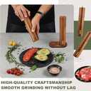 Wooden Salt and Pepper Grinder Set 11.8 Inch Manual Salt and Pepper Mill with Tray Adjustable Coarseness and Refillable Wood Grinders with Gold Bottle Label for Kitchen(Wood Color)