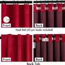MIULEE Christmas Velvet Curtains 96 Inches Long 2 Panels Set for Bedroom, Pinch Pleat Back Tab Thermal Insulated Living Room Darkening Drapes Pleated Blackout Floor to Ceiling Curtain with Hooks, Red