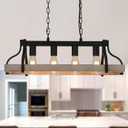 Dining Room Light Fixture Rectangle Farmhouse Chandeliers Industrial 4-Lights White Birch and Black Metal Finish Light Fixture for Kitchen Island Living Room UL Listed (4-lights White Birch chandelier)
