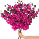 10PCS Artificial Flowers Bougainvillea Vines 29.50" Silk Bougainvillea Branches Deep Pink Faux Bougainvillea Long Stem Fake Flowers for Home Garden DIY Decor Wedding Centerpieces (Deep Pink)