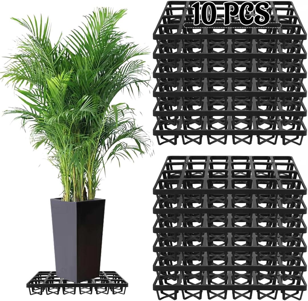 10 PCS Pot Elevators for Plants Outdoor Plant Stands for Patio 17 x 11 Inch Flower Pot Stand Outdoor Heavy Duty Plant Pot Holder Black Plant Riser for Inside Pots, Garden