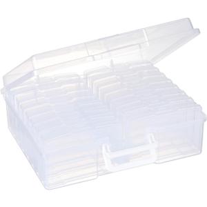 4x6 Photo Storage Cases, 16 Inner Plastic Craft Storage Container, Acid-Free Box for Pictures, Crafts, Scrapbooking, Photo Keeper with Handle