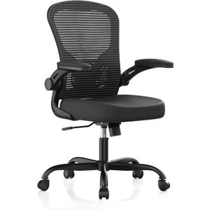 Office Chair, Ergonomic Desk Chairs 330LBS Capacity High Back Mesh Computer Chair with Flip-up Armrests, Comfy Work Chair with Adjustable Lumbar Support, Rolling Chair, 25 inches x 20.5 inches x 40 inches