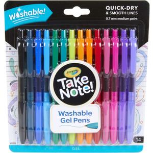 Crayola Colored Gel Pens for Kids and Adult Coloring, Washable Pens Medium Point, 14 Count