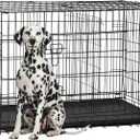 FDW Extra Large Dog Crate Dog Kennel Cage with Double Door,48 inch Folding Metal Wire Dog Cage with Removable Tray&Divider Panel,Pet Crate for Large Dogs,Black