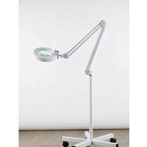 71" (180cm) LED Magnifying Lamp with Stand and Wheels - 10X Glass Lens 24W Cold Light 6000K - Adjustable Arm Rolling Tripod Floor Magnifier for Esthetician, Reading, Crafts, Salon, Inspection, Work