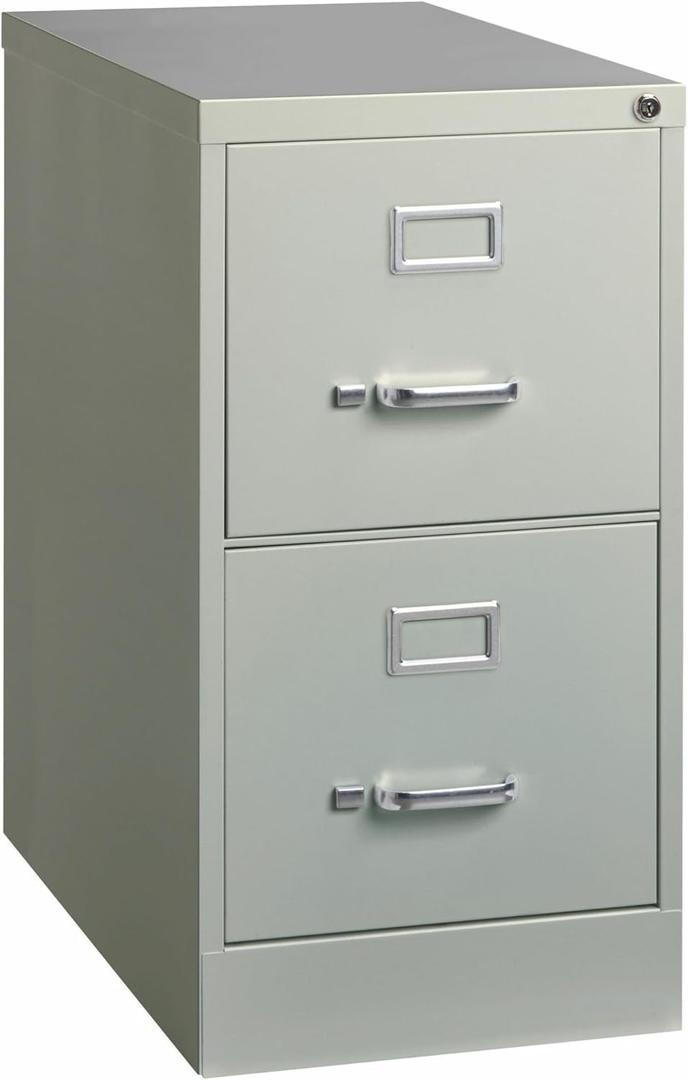Lorell 2-Drawer Vertical File with Lock, 15 by 25 by 28-3/8-Inch, Light Gray