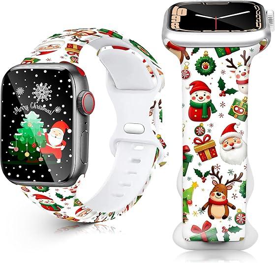 Christmas Watch Bands for Apple Watch, Thanksgiving Fall Turkey Holiday Xmas Winter Snowman Snowflake Santa Design Replacement Strap for Women, Compatible with iWatch Series 1-11 Ultra SE, 38-49mm