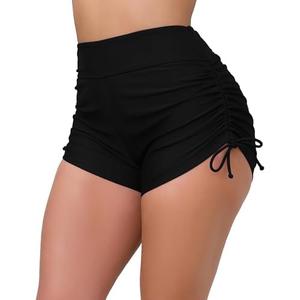 Halcurt Women's High Waisted Swim Board Shorts Tummy Control Side Tie Adjustable Tankini Swimsuit Bottoms, Size S