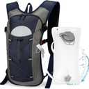 Hydration Backpack with 2L Water Bladder  Lightweight & Durable for Running, Hiking, Biking  Adjustable Fit for Men, Women, Youth (Blue+Gray)