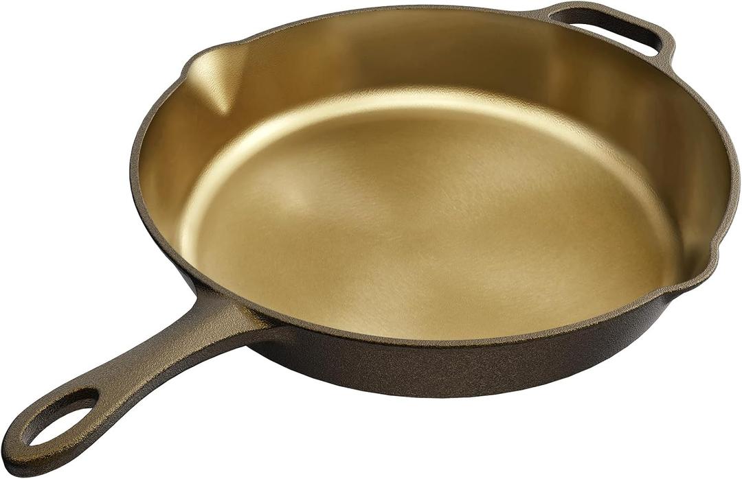 iLiving Seasoned Modern Heirloom Mirror Polished Cast Iron Skillet Pan 12" (2.0" Wall Height/2.7 L)